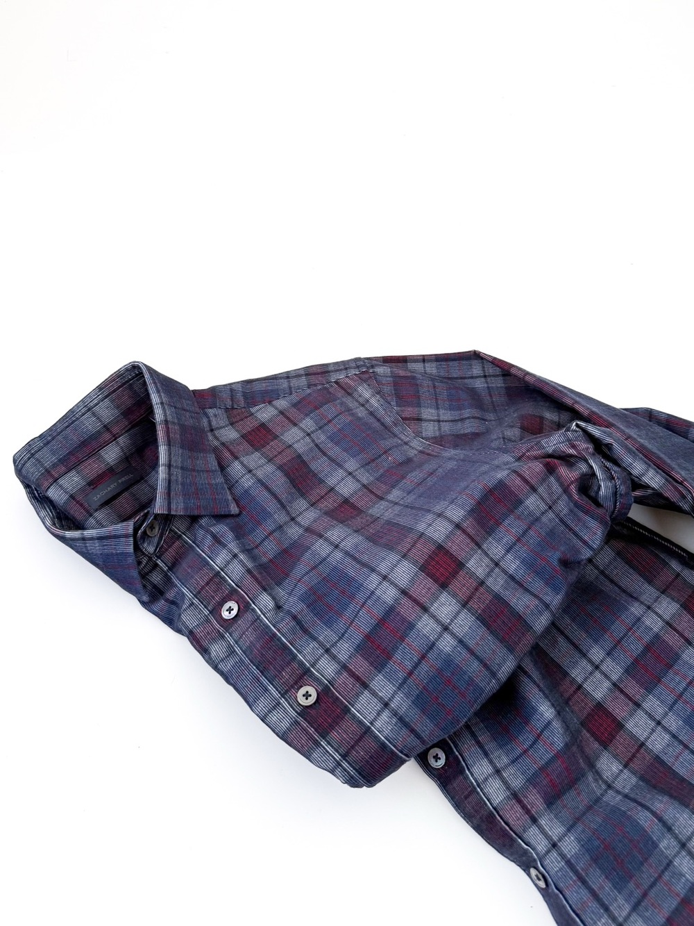 NEW Zachary Prell Corduroy Men's Plaid Button-Up Shirt Blue & Maroon M Cotton - Picture 12 of 12